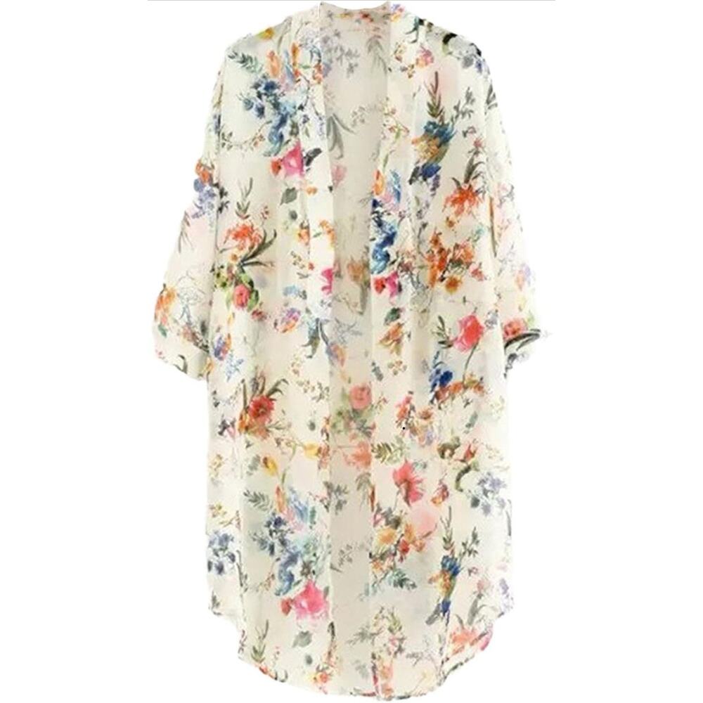 Summer Women's Casual Kimono Cardigan Long Crochet Chiffon Loose‎ Flora Print